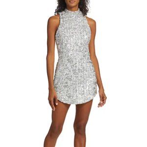 Amanda Uprichard Marshall Sequin Mock Turtleneck Minidress
